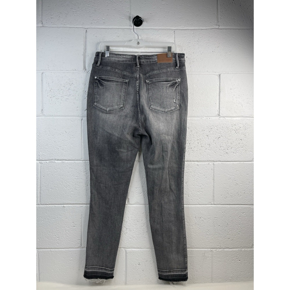 Judy Blue Jeans Womens 15/32 Skinny Fit Faded Whiskered Gray Denim Raw Hem